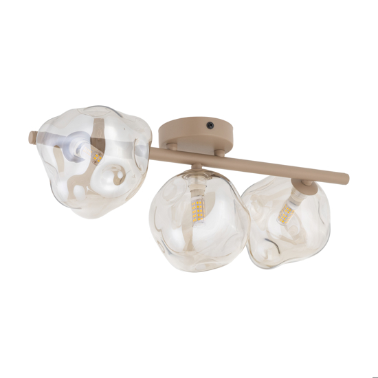 Plafoniera per camera da letto design moderna tortora vetri sfere cognac